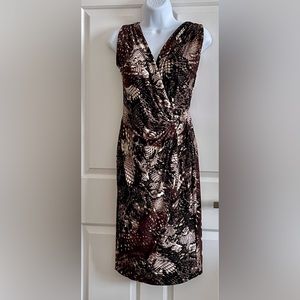 Jones New York Snakeskin Surplus Draped Dress with Metal Ring Ornament